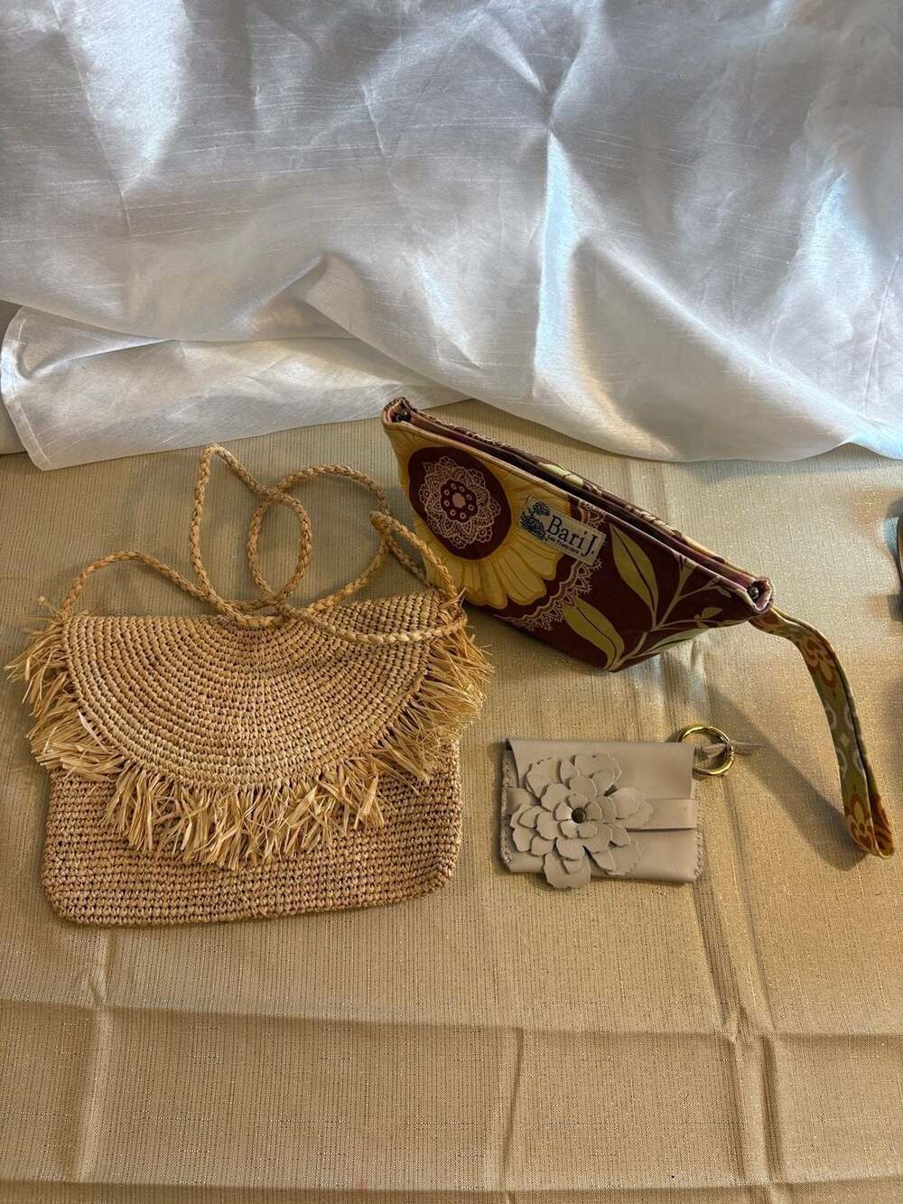 Mar Y Sol Raffia Fringe Crossbody Bag & Bari J Floral Wristlet Bundle